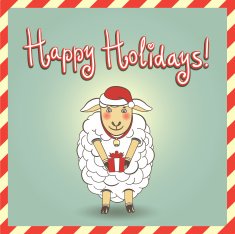 christmas vector illustration with cute sheep N2
