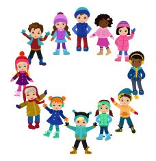 Set of characters funny children in winter N2