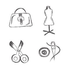Fashion icons sketch white background vector