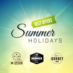 Retro styled summer calligraphic design card set