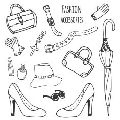 Sketch collection of women accessories Fashion set N2