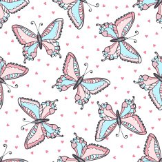 Butterflies seamless pattern in doodle style Hand drawn butterfly