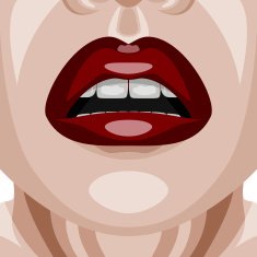 Beauty Woman Face with dark red glossy Lips