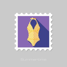 Swimsuit flat stamp with long shadow