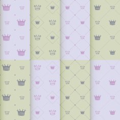 Hand drawn crown on red background seamless pattern