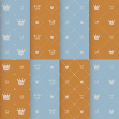 Hand drawn crown on red background seamless pattern N5
