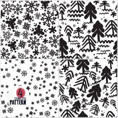 Seamless pattern handmade black and wiht illustration