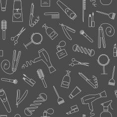 Care&Beauty seamless pattern Barber shop icons