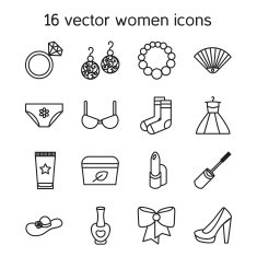 Woman accessories icons set of cosmetics clothes N3