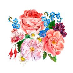 Floral Vintage Greeting Card watercolor illustration
