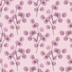 Branches with round leathes Watercolor background Seamless pattern 1