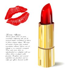 Lipstick isolated with lips trace on white background Vector illustration