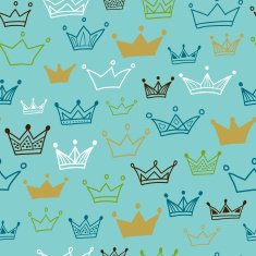 Crowns vector seamless pattern on pastel background N2