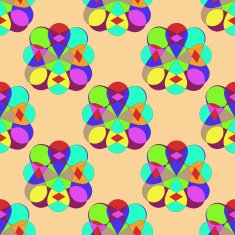 Abstract kaleidoscope on biege background Vector seamless patte