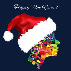 Beautiful fashion women with abstract elements and santa hat Vector