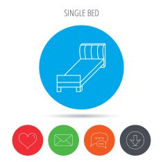 Single bed icon Bedroom furniture sign N2