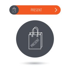 Present shopping bag icon Gift handbag sign N7