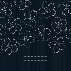 Spring japanese postcard Sashiko Sakura flowers