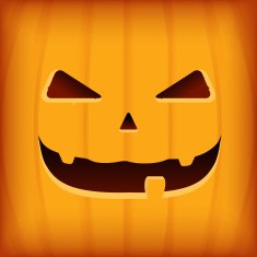 Halloween Greeting Card Design template with orange pumpkin