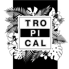 Tropical paradise T-shirt or poster design print with palm