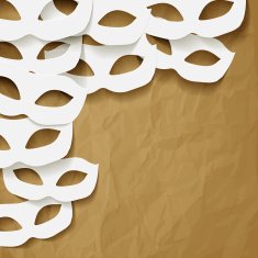 Venice carnival mask in the corner paper white N2