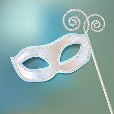Venice carnival mask white pearl N3