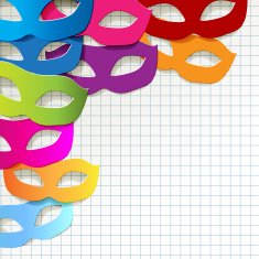 Venice carnival mask in the corner paper colorful