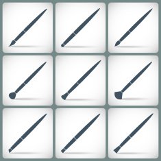 set paint brush icons gray color isolated on background