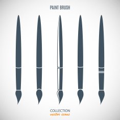 set paint brush icons gray color isolated on background N2