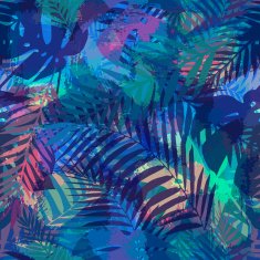 Seamless tropical pattern with palm leaves