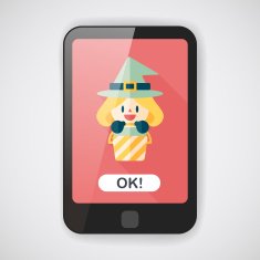 cute witch flat icon with long shadow eps10