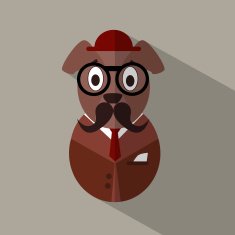 Dog flat icon with long shadow