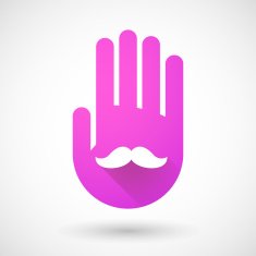 Pink hand icon with a moustache