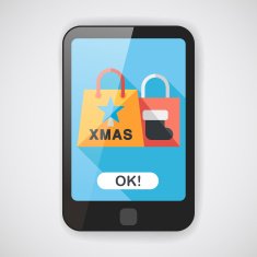 Christmas shopping bag flat icon with long shadow eps10 N3