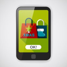 Christmas shopping bag flat icon with long shadow eps10 N4