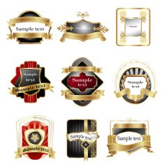 different logos with ribbons