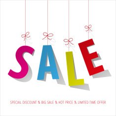 SALE paper letters colorful on a white background