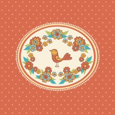 Floral frame with bird