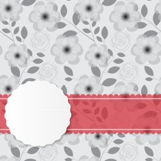 Vintage Frame with Pink Ribbon Vector Illustration