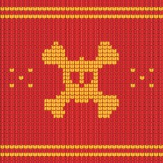 Knitted skull with bones sweater for halloween and christmas