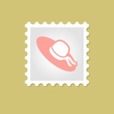 Beach Hat vector stamp