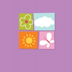 Greeting card with cute icon flower