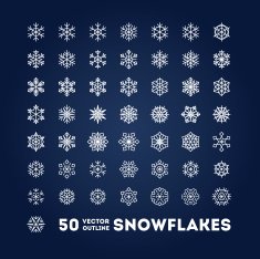 Snowflakes outline icons set for new year card interface illustration N4