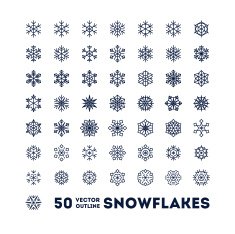 Snowflakes outline icons set for new year card interface illustration N6