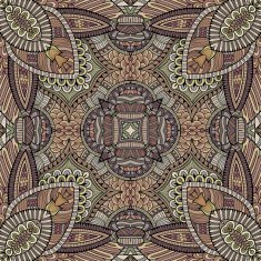 Abstract vector decorative ethnic hand drawn color vintage pattern N5
