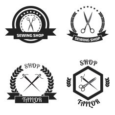 Set of tailor logo labels emblems Tailor shop theme