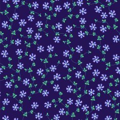 Seamless pattern with small flowers on navy blue background