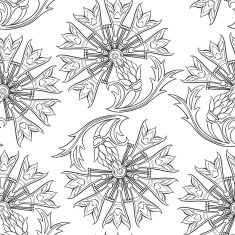 Seamless pattern with stylized cornflower Vector hand-drawn floral background N2