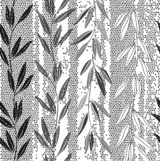 Monochrome seamless pattern of abstract branches on the mosaic background
