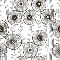 Seamless pattern of abstract flowers Monochrome vector background